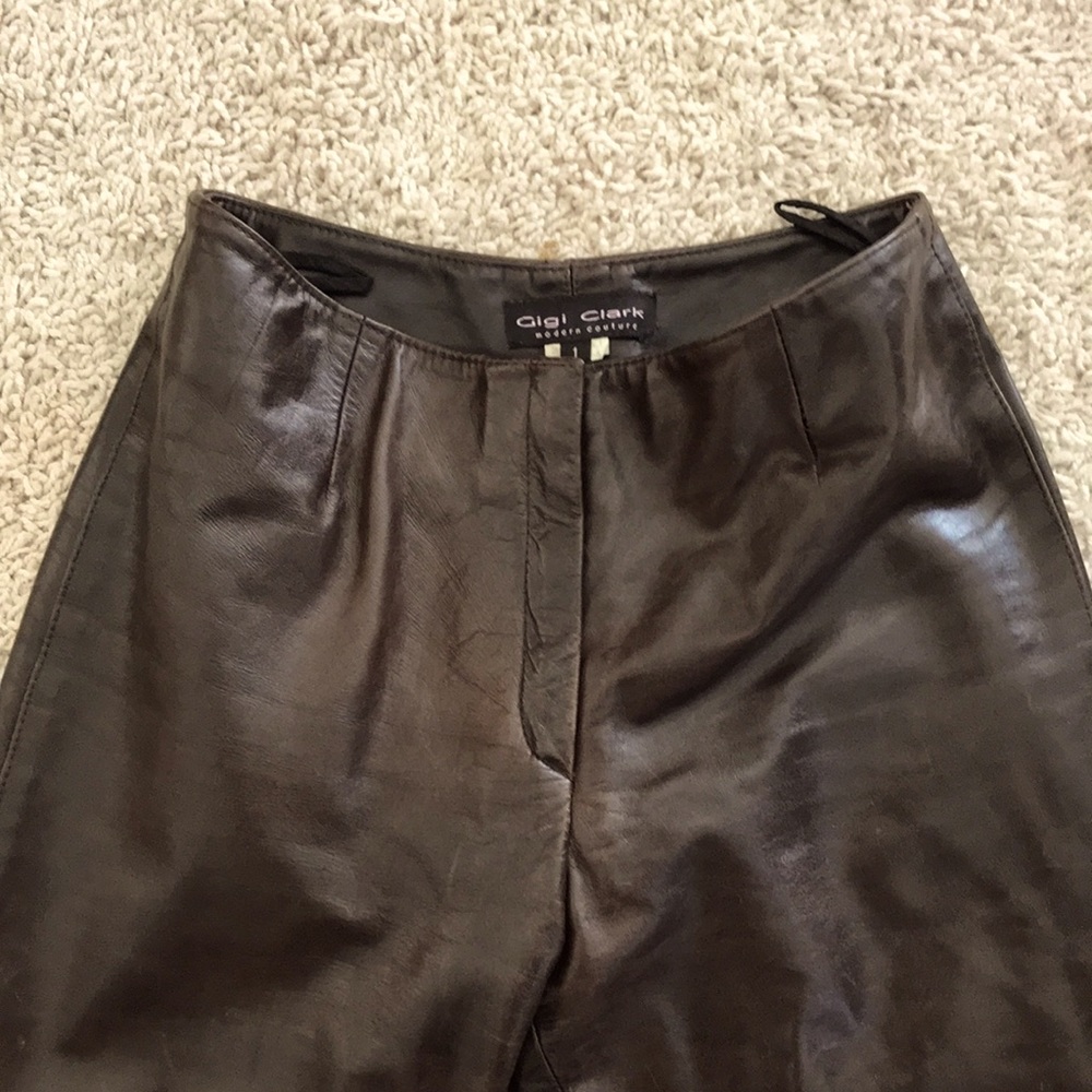 Brown leather pants